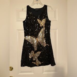 Vintage runway sequin butterfly dress